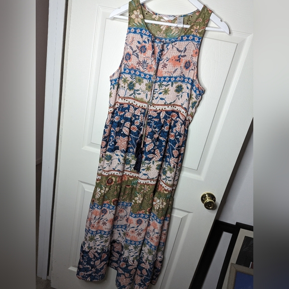Kaktus dress boho summer multicolor print sleeveless size medium - Picture 1 of 12